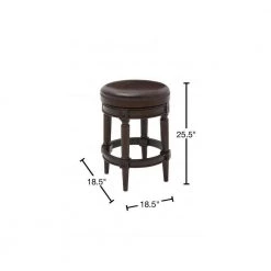 Julia 25.5 in. Backless Bar Stool with Canvas Material Seat in Wood Frame by HomeRoots -HomeRoots Sales brown homeroots bar stools 2000380061 40 1000