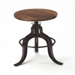 Amelia 22 in. H Brown Backless Metal/Wood Bar Height (28-33 in.) Bar Stool by HomeRoots