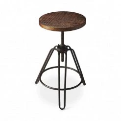 Amelia 29.5 in. H Brown Backless Metal/Wood Bar Height (28-33 in.) Bar Stool by HomeRoots