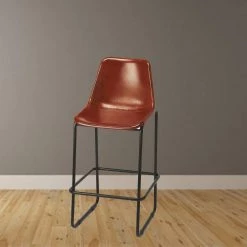 Amelia 42 in. H Brown Low Back Metal/Wood Bar Height (28-33 in.) Bar Stool by HomeRoots -HomeRoots Sales brown homeroots bar stools 2000389114 31 1000