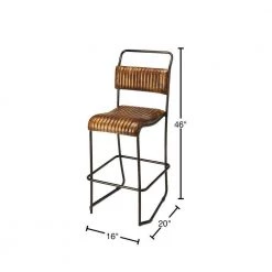 Amelia 46 in. H Brown High Back Metal/Wood Bar Height (28-33 in.) Bar Stool by HomeRoots -HomeRoots Sales brown homeroots bar stools 2000389115 40 1000