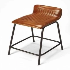 Amelia 28.5 in. H Brown Low Back Metal/Wood Bar Height (28-33 in.) Bar Stool by HomeRoots