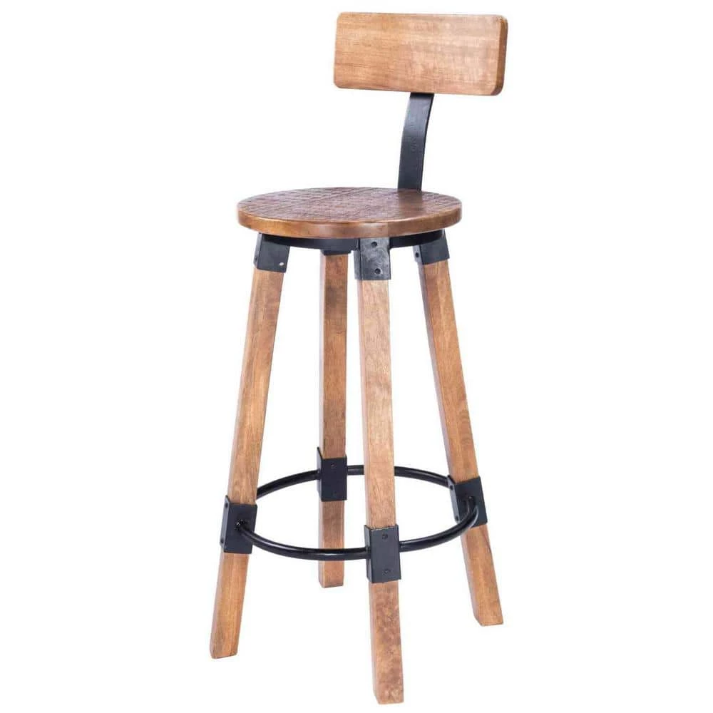 Amelia 42 in. H Brown Low Back Wood Bar Height (28-33 in.) Bar Stool by HomeRoots 1 Amelia 42 in. H Brown Low Back Wood Bar Height (28-33 in.) Bar Stool by HomeRoots