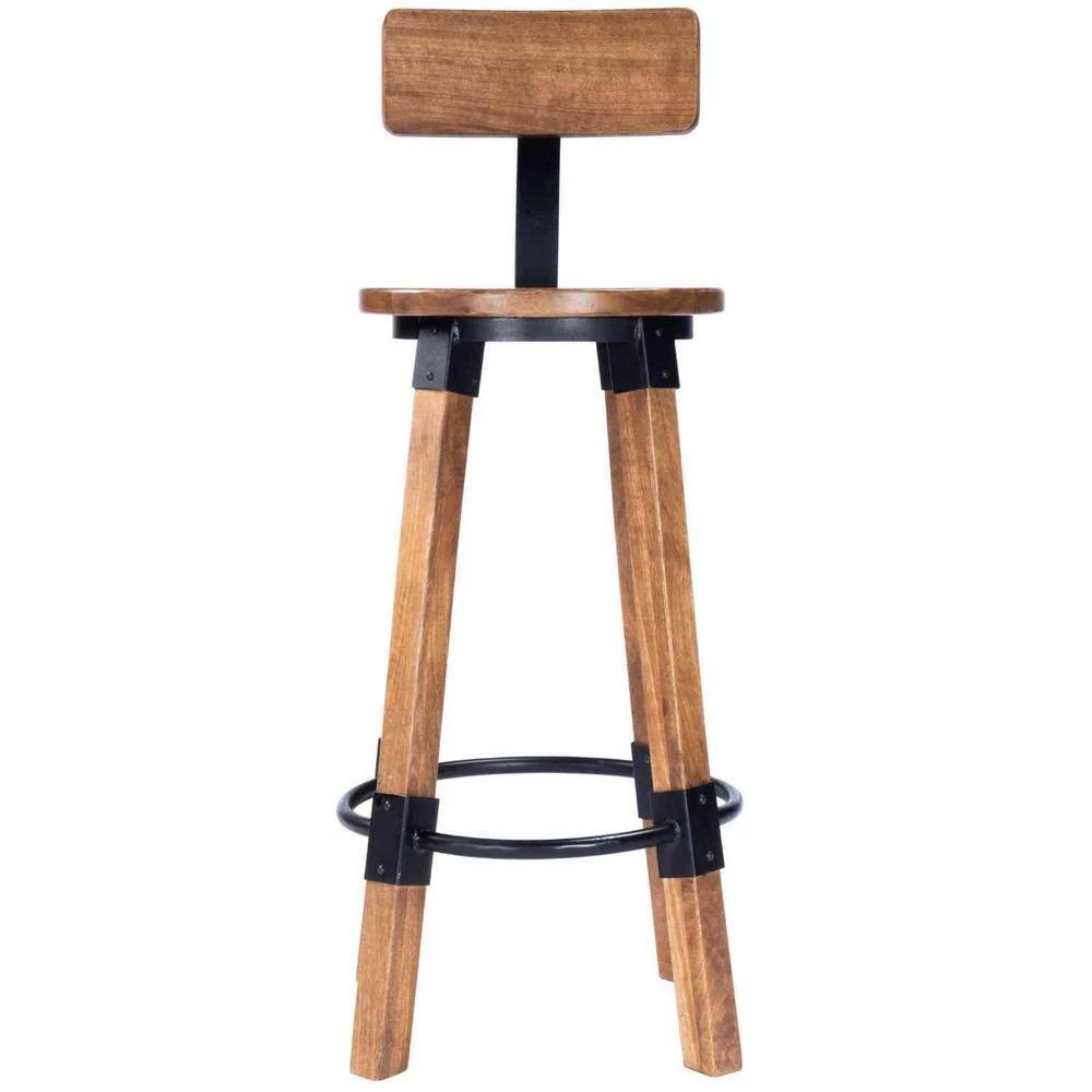 Amelia 42 in. H Brown Low Back Wood Bar Height (28-33 in.) Bar Stool by HomeRoots 2 Amelia 42 in. H Brown Low Back Wood Bar Height (28-33 in.) Bar Stool by HomeRoots - Image 2