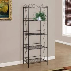Jasmine 70 in.Brown Metal 4-Shelf Bookcase by HomeRoots -HomeRoots Sales brown homeroots bookcases bookshelves 332720 31 1000