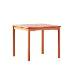 Julia 35 in. Square Brown Wood with Wood Frame (Seats 4) by HomeRoots
