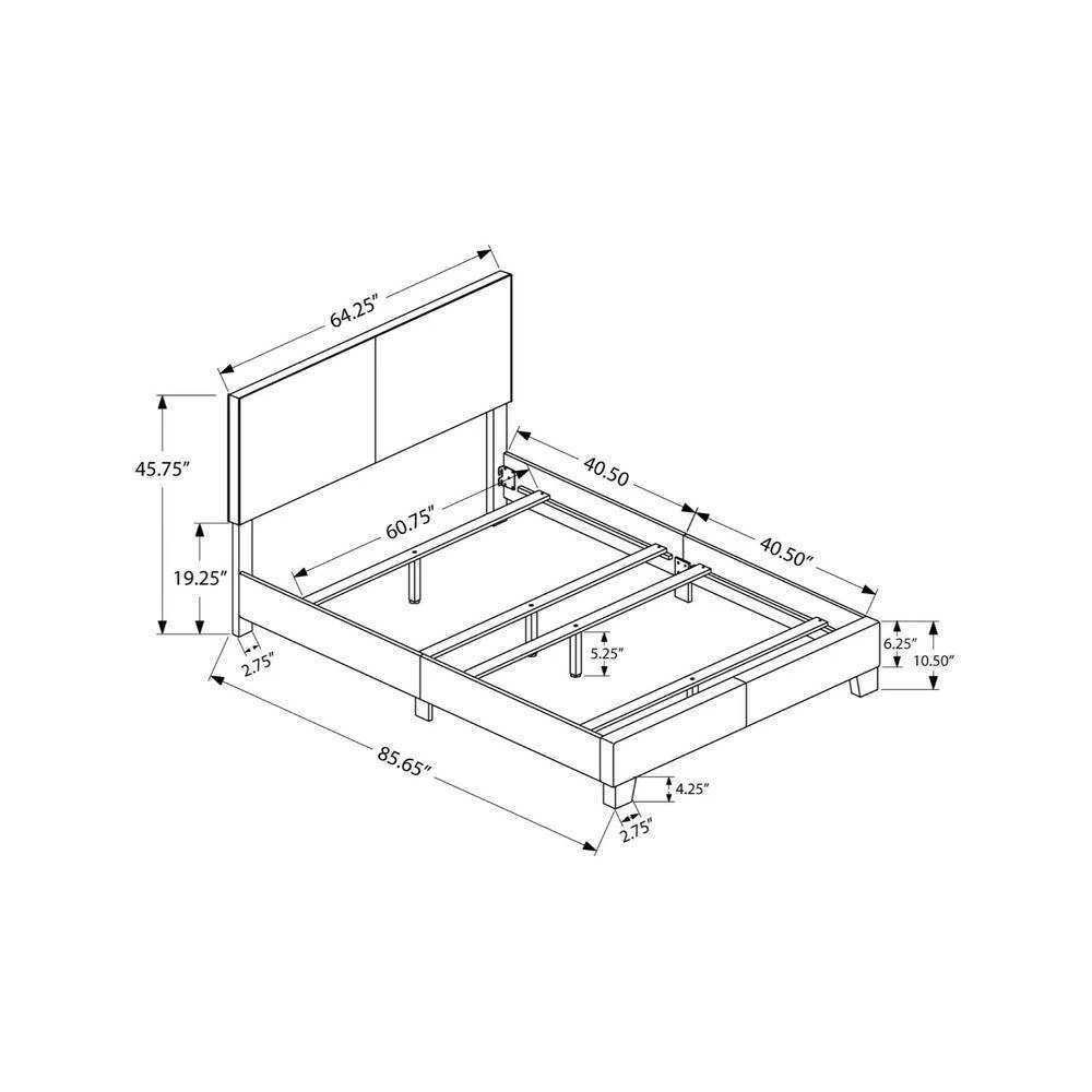Jasmine Brown Queen Bed with Upholstered Headboard by HomeRoots 3 Jasmine Brown Queen Bed with Upholstered Headboard by HomeRoots - Image 3