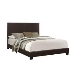 Jasmine Brown Queen Bed with Upholstered Headboard by HomeRoots