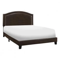 Jasmine Brown Queen Bed with Upholstered Headboard by HomeRoots