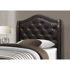Jasmine Brown Twin Bed with Upholstered Headboard by HomeRoots -HomeRoots Sales brown homeroots panel beds 333322 c3 1000