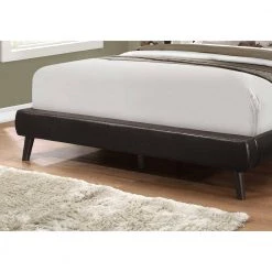Jasmine Brown Queen Bed with Upholstered Headboard by HomeRoots -HomeRoots Sales brown homeroots panel beds 333327 c3 1000
