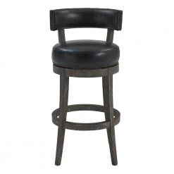 Valerie 40 in. H Brown Onyx Low Back Wood Extra Tall (34-40 in.) Bar Stool with Faux Leather Seat by HomeRoots
