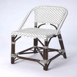 Amelia 41.25 in. H Brown and White High Back Rattan Bar Height (28-33 in.) Bar Stool by HomeRoots