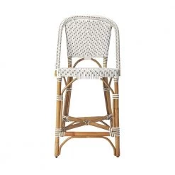 Amelia 41.25 in. H Brown and White High Back Rattan Bar Height (28-33 in.) Bar Stool by HomeRoots