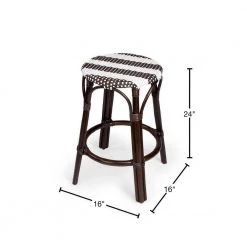 Amelia 24 in. H Brown and White Backless Rattan Bar Height (28-33 in.) Bar Stool by HomeRoots -HomeRoots Sales brown white homeroots bar stools 2000389140 40 1000