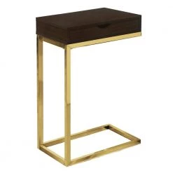 Jasmine 24.5 in. Cappuccino, Gold, Laminate, Particle Board, Drawer - Accent Table by HomeRoots