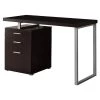 48 in. Rectangular Cappuccino/Silver 3 Drawer Computer Desk with File Storage by HomeRoots