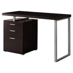 48 in. Rectangular Cappuccino/Silver 3 Drawer Computer Desk with File Storage by HomeRoots