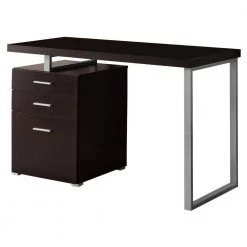 48 in. Rectangular Cappuccino/Silver 3 Drawer Computer Desk with File Storage by HomeRoots -HomeRoots Sales cappuccino silver homeroots computer desks 333342 77 1000