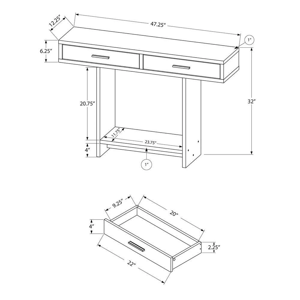 Jasmine 48 in. Cappuccino/Taupe Standard Rectangle Wood Console Table with Drawers by HomeRoots 2 Jasmine 48 in. Cappuccino/Taupe Standard Rectangle Wood Console Table with Drawers by HomeRoots - Image 2