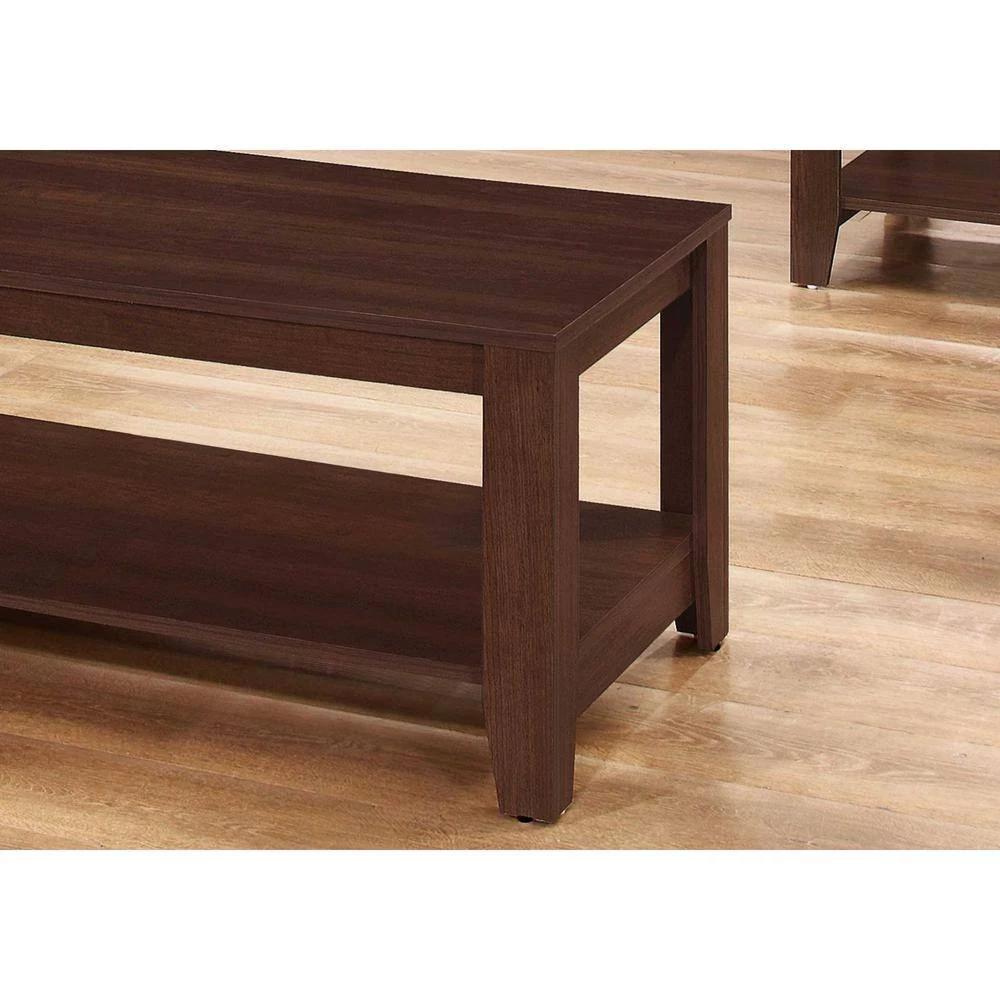 Jasmine 3-Piece 42 in. Cherry Large Rectangle Wood Coffee Table Set with Shelf by HomeRoots 3 Jasmine 3-Piece 42 in. Cherry Large Rectangle Wood Coffee Table Set with Shelf by HomeRoots - Image 3