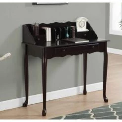 36 in. Rectangular Cherry 3 Drawer Secretary Desk with Solid Wood Material by HomeRoots -HomeRoots Sales cherry homeroots secretary desks 333027 31 1000
