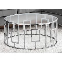Jasmine 36 in. Round Chrome Metal With Tempered Glass Coffee Table by HomeRoots 6 Jasmine 36 in. Round Chrome Metal With Tempered Glass Coffee Table by HomeRoots -HomeRoots Sales clear homeroots coffee tables 376556 c3 1000
