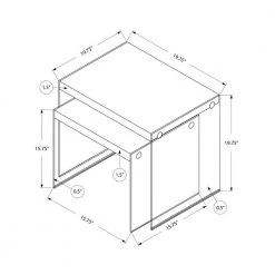 Jasmine 35.5 in. Clear Dark Taupe Particle Board Tempered Glass Nesting Table Set (Set of 2) by HomeRoots 5 Jasmine 35.5 in. Clear Dark Taupe Particle Board Tempered Glass Nesting Table Set (Set of 2) by HomeRoots -HomeRoots Sales clear homeroots end side tables 333000 4f 1000