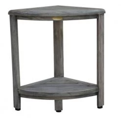 Caroline Coquina Compact Teak Corner Shower Outdoor Bench 18 in. x 14 in. x 12 in. by HomeRoots -HomeRoots Sales coquina gray finish homeroots dining benches 2000376757 31 1000