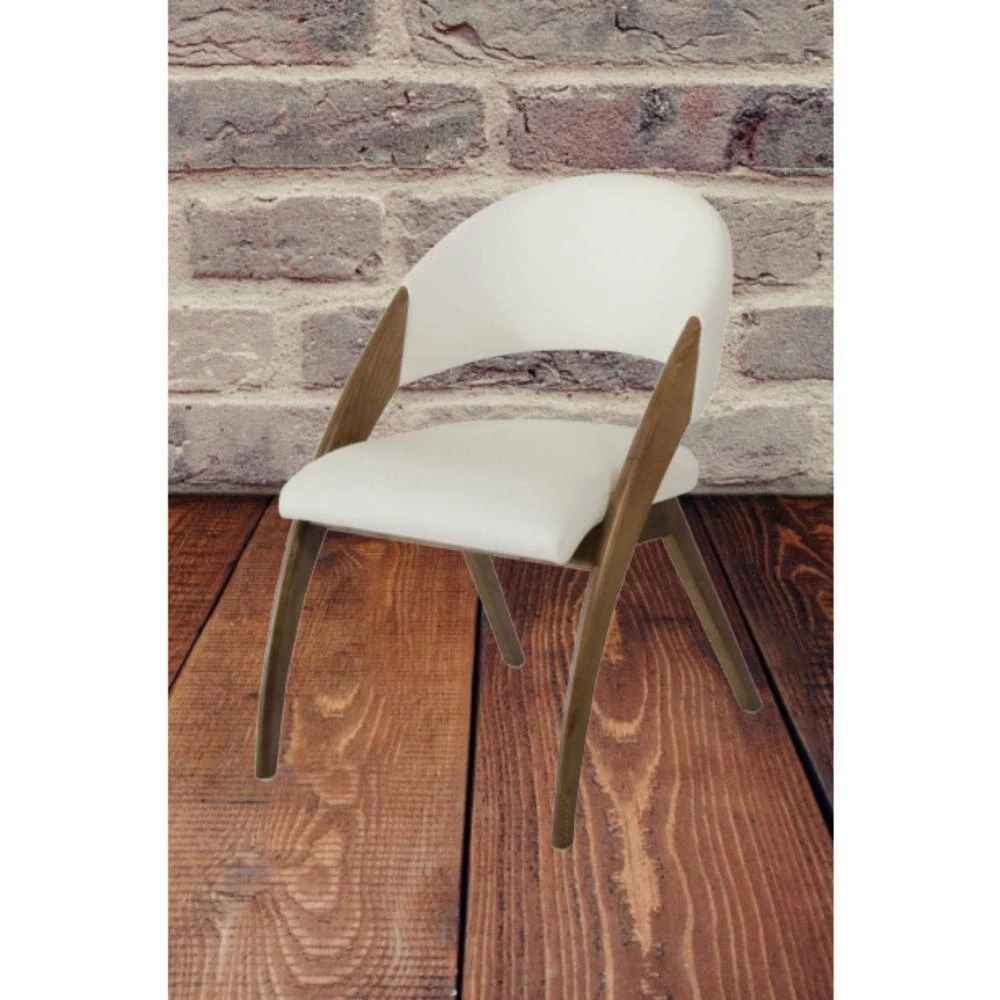Valerie Walnut Wood and Cream Leatherette Dining Chair (Set of 1) by HomeRoots 7 Valerie Walnut Wood and Cream Leatherette Dining Chair (Set of 1) by HomeRoots - Image 7
