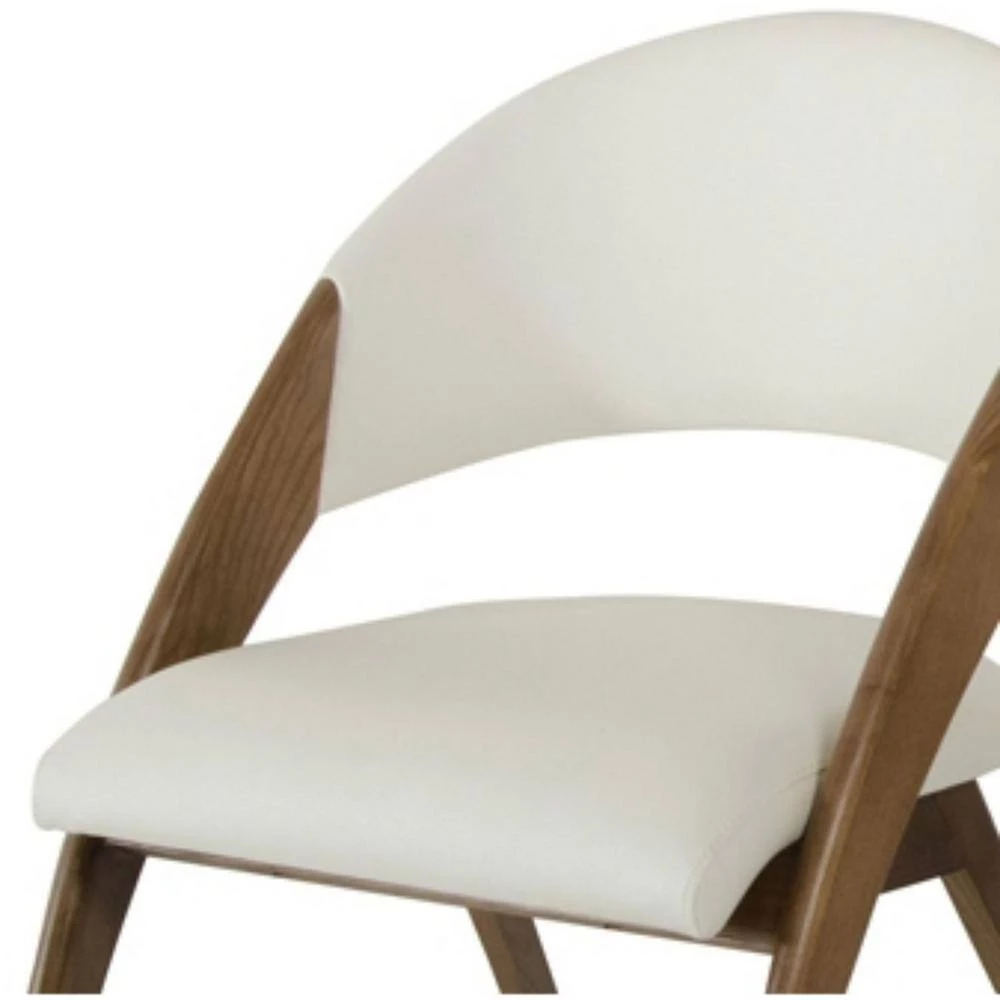 Valerie Walnut Wood and Cream Leatherette Dining Chair (Set of 1) by HomeRoots 6 Valerie Walnut Wood and Cream Leatherette Dining Chair (Set of 1) by HomeRoots - Image 6