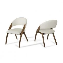 Valerie Walnut Wood and Cream Leatherette Dining Chair (Set of 1) by HomeRoots
