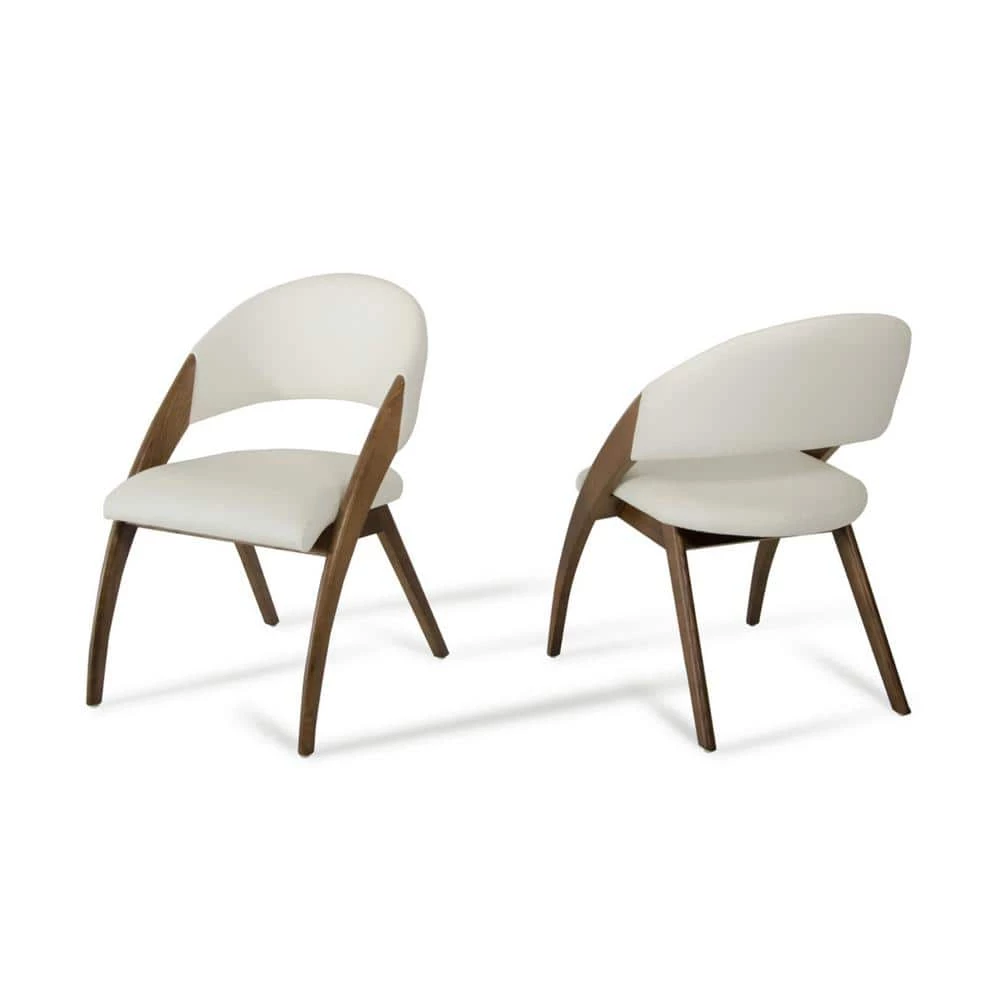 Valerie Walnut Wood and Cream Leatherette Dining Chair (Set of 1) by HomeRoots 1 Valerie Walnut Wood and Cream Leatherette Dining Chair (Set of 1) by HomeRoots