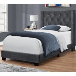 45.25 in. Jasmine Dark Grey Queen Luxurious Appearance Day Bed by HomeRoots -HomeRoots Sales dark grey homeroots panel beds 355771 31 1000