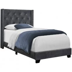 45.25 in. Jasmine Dark Grey Queen Luxurious Appearance Day Bed by HomeRoots -HomeRoots Sales dark grey homeroots panel beds 355771 44 1000