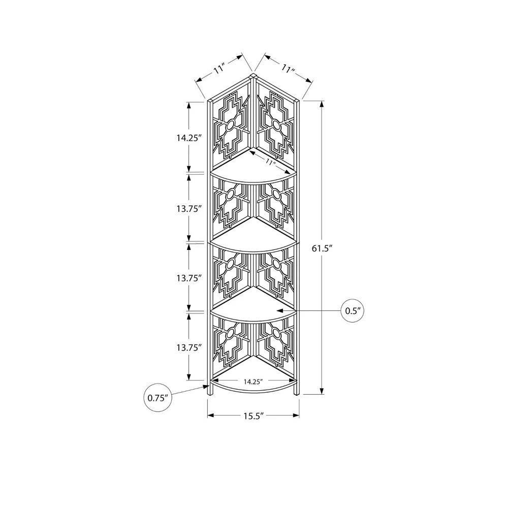 Jasmine 61.5 in. Dark Taupe Black Metal 4-Shelf Etagere Bookcase by HomeRoots 4 Jasmine 61.5 in. Dark Taupe Black Metal 4-Shelf Etagere Bookcase by HomeRoots - Image 4