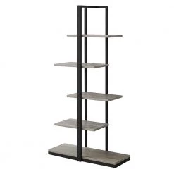 60 in. Jasmine Metal Dark Taupe Black 4-Shelf Bookcase by HomeRoots -HomeRoots Sales dark taupe black homeroots bookcases bookshelves 333428 44 1000