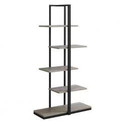 60 in. Jasmine Metal Dark Taupe Black 4-Shelf Bookcase by HomeRoots