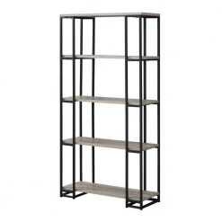 62 in. Jasmine Metal Dark Taupe, Black 4-Shelf Bookcase by HomeRoots -HomeRoots Sales dark taupe black homeroots bookcases bookshelves 333436 44 1000
