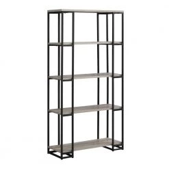 62 in. Jasmine Metal Dark Taupe, Black 4-Shelf Bookcase by HomeRoots