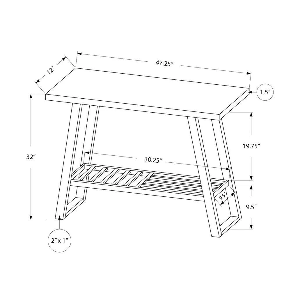 Jasmine 48 in. Dark Taupe/Black Standard Rectangle Wood Console Table with Shelves by HomeRoots 3 Jasmine 48 in. Dark Taupe/Black Standard Rectangle Wood Console Table with Shelves by HomeRoots - Image 3