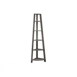 71.25 in. Jasmine Particle Board Dark Taupe 5-Shelf Bookcase by HomeRoots