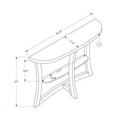 Jasmine 48 in. Dark Taupe Standard Half-Circle Wood Console Table with Storage by HomeRoots -HomeRoots Sales dark taupe homeroots console tables 332795 4f 1000