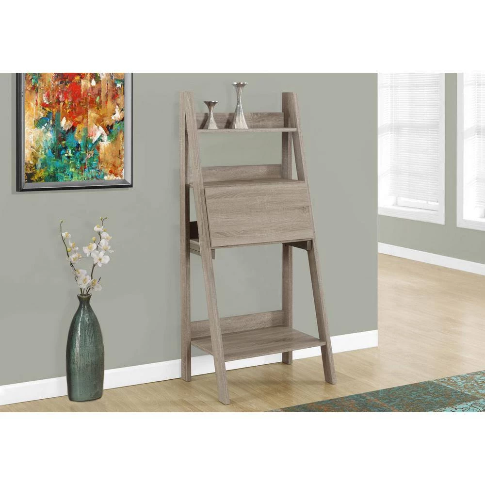 26 in. Rectangular Dark Taupe Ladder Desk with Open Storage by HomeRoots 5 26 in. Rectangular Dark Taupe Ladder Desk with Open Storage by HomeRoots - Image 5