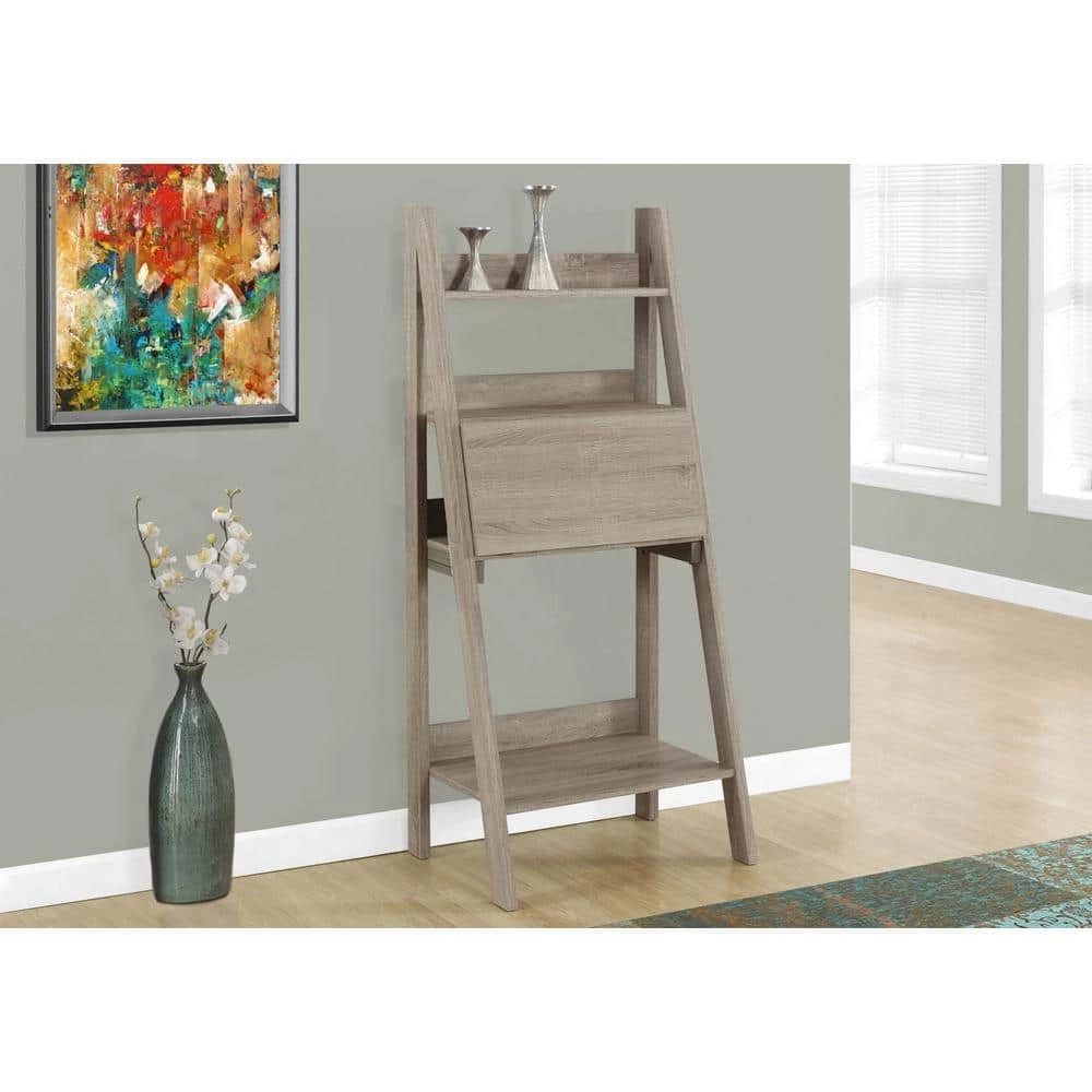 26 in. Rectangular Dark Taupe Ladder Desk with Open Storage by HomeRoots 2 26 in. Rectangular Dark Taupe Ladder Desk with Open Storage by HomeRoots - Image 2