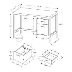 48 in. Rectangular Dark Taupe/Silver 2 Drawer Computer Desk with File Storage by HomeRoots -HomeRoots Sales dark taupe silver homeroots computer desks 333388 31 1000