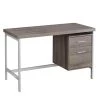 48 in. Rectangular Dark Taupe/Silver 2 Drawer Computer Desk with File Storage by HomeRoots