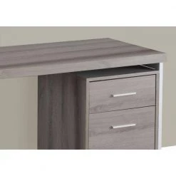 48 in. Rectangular Dark Taupe/Silver 2 Drawer Computer Desk with File Storage by HomeRoots -HomeRoots Sales dark taupe silver homeroots computer desks 333388 77 1000