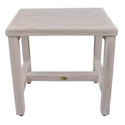 Caroline Driftwood 18 in. x 13 in. x 18 in. Compact Teak Shower or Outdoor Bench by HomeRoots