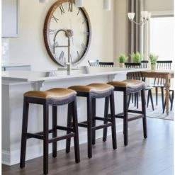 Amelia 30 in. Espresso Backless Metal/Wood Bar Height (28-33 in.) Bar Stool with Faux Leather Seat by HomeRoots 9 Amelia 30 in. Espresso Backless Metal/Wood Bar Height (28-33 in.) Bar Stool with Faux Leather Seat by HomeRoots -HomeRoots Sales espresso homeroots bar stools 2000384135 31 1000